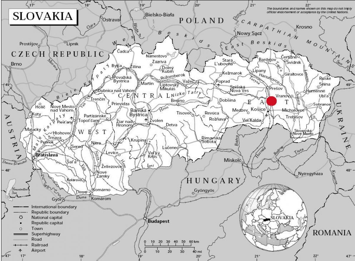 газрын зураг нь зүүн Словак